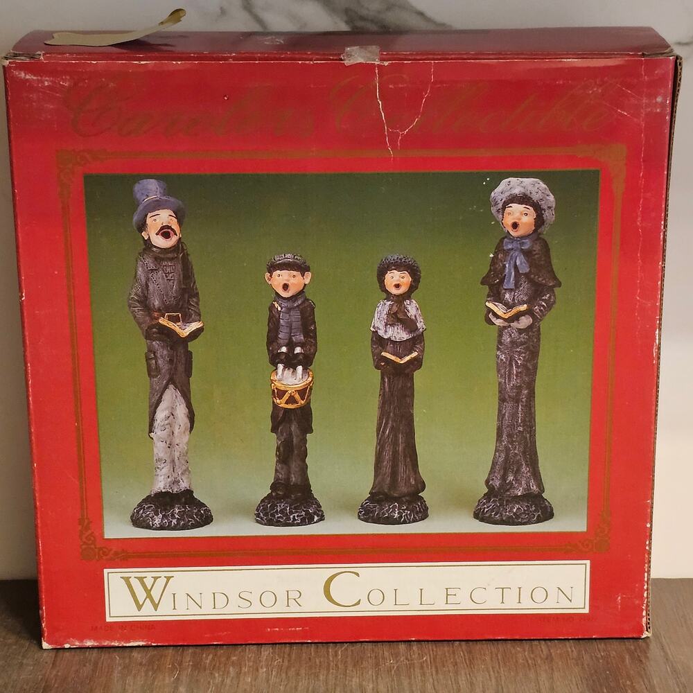 Vtg Winsor Collection Family Carolers Pencil Figurines Holiday 6" 8" Set of 4